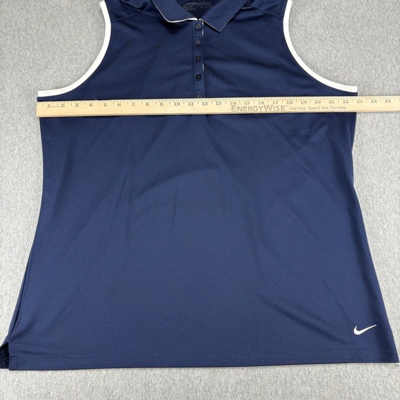 Nike Dri-FIT Sleeveless Polo Shirt Women's 2XL Collared Athletic Golf Navy White - Picture 6 of 10